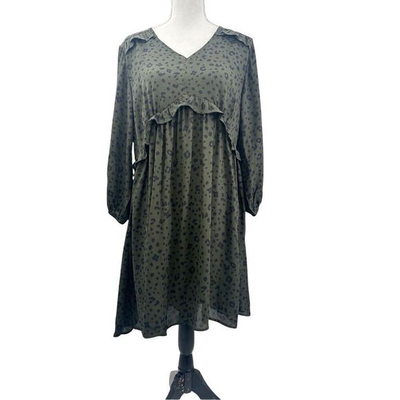 Bobaeu olive   animal  print dress size large - Picture 1 of 11